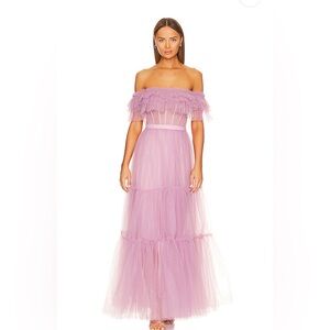 BCBGMAXAZRIA Off Shoulder Tiered Gown in Lavender 4